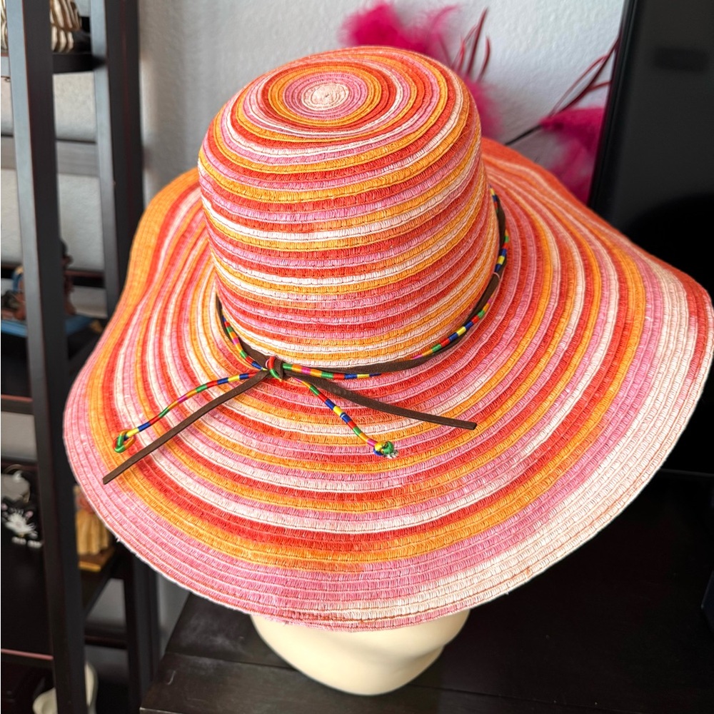 Joe Boxer Colorful Striped Sun Hat - Orange Sunset - Picture 4 of 8